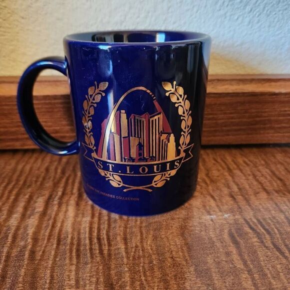 St. Louis arches city view Missouri gold blue coffee mug retro 1992 Paradise Col - Picture 1 of 4